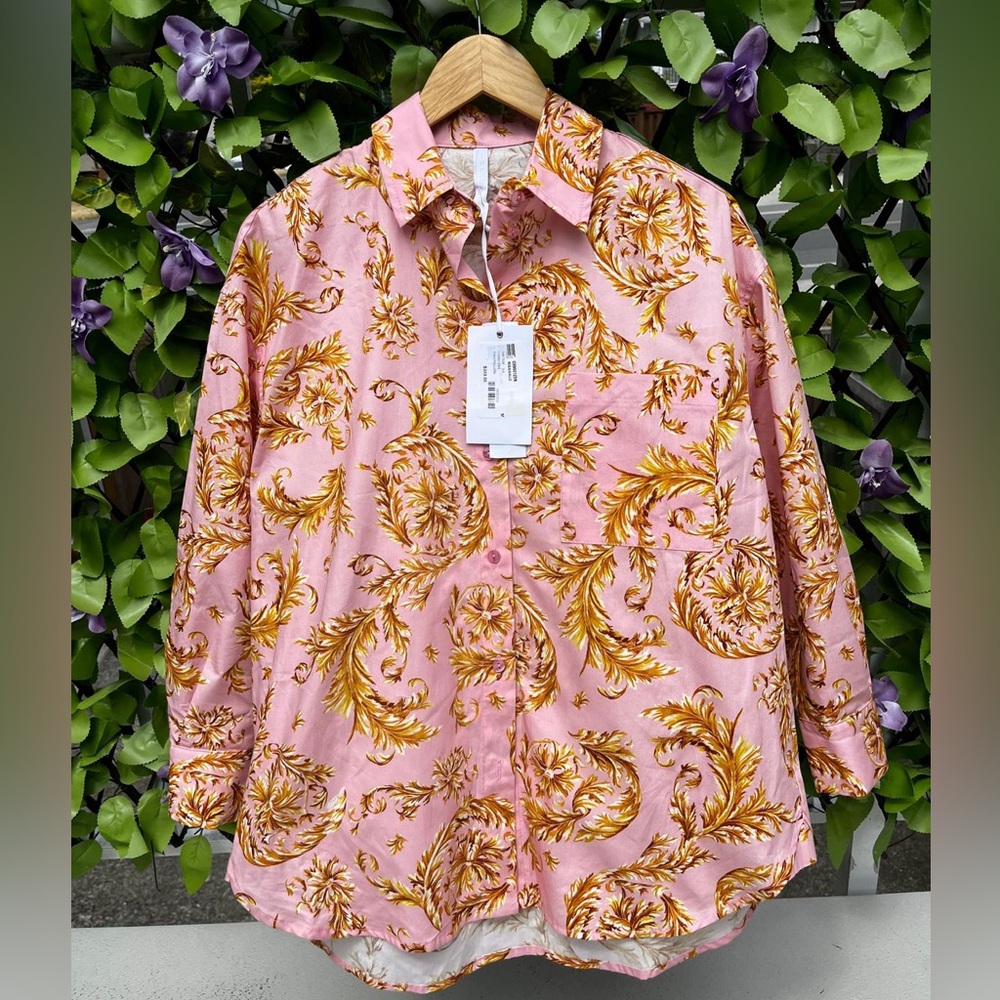 Baroque Print Button-Up Shirt New ✨🔖